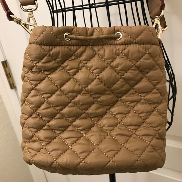 GUC MZ Wallace Tan Crosby Bucket Quilted Crossbody Bag 2 Original Straps - Picture 7 of 7